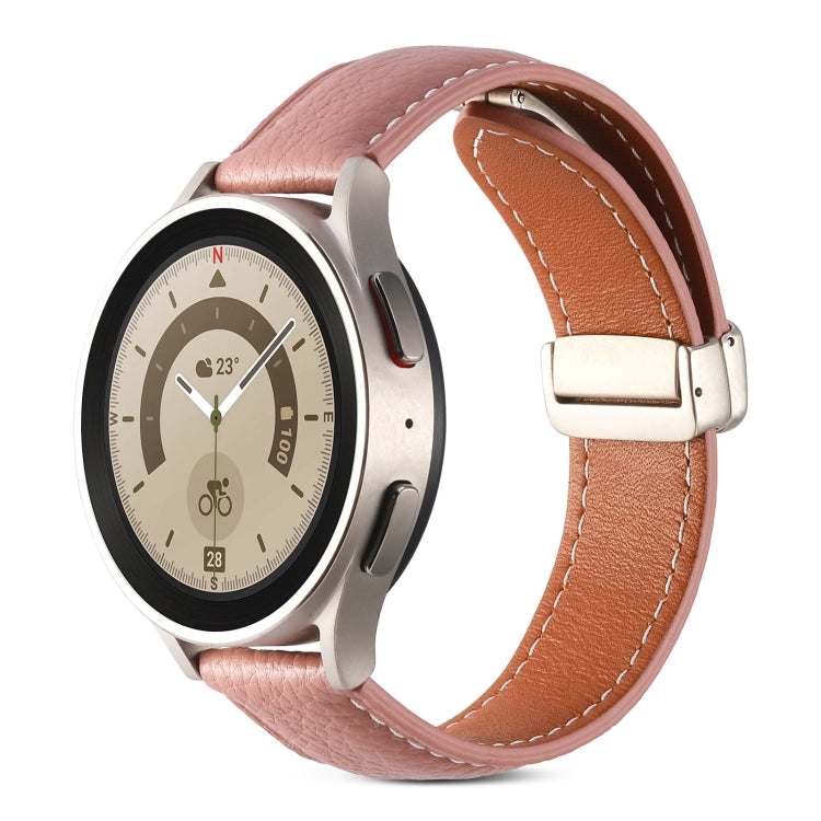 摺疊扣真皮錶帶，適用於 Samsung Galaxy Watch 5