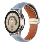 摺疊扣真皮錶帶，適用於 Samsung Galaxy Watch 5