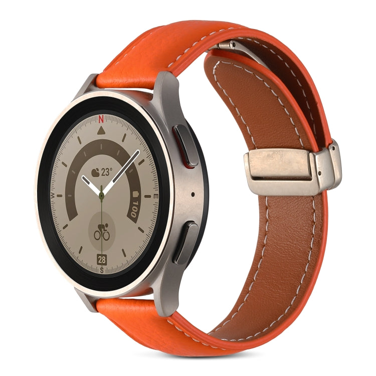 摺疊扣真皮錶帶，適用於 Samsung Galaxy Watch 5