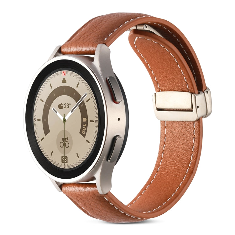 摺疊扣真皮錶帶，適用於 Samsung Galaxy Watch 5