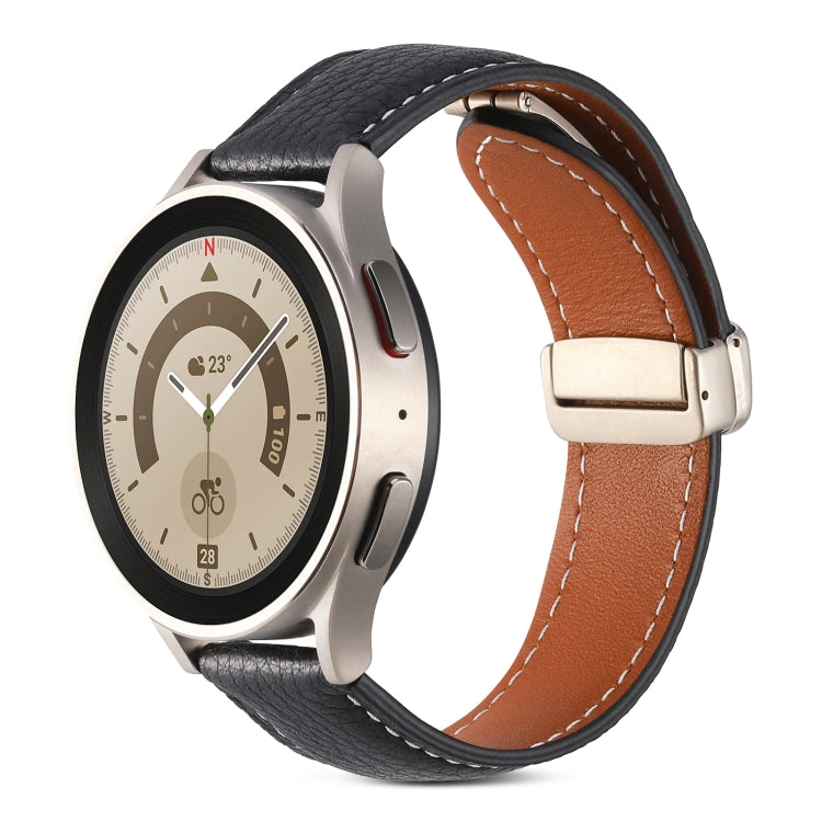 摺疊扣真皮錶帶，適用於 Samsung Galaxy Watch 5