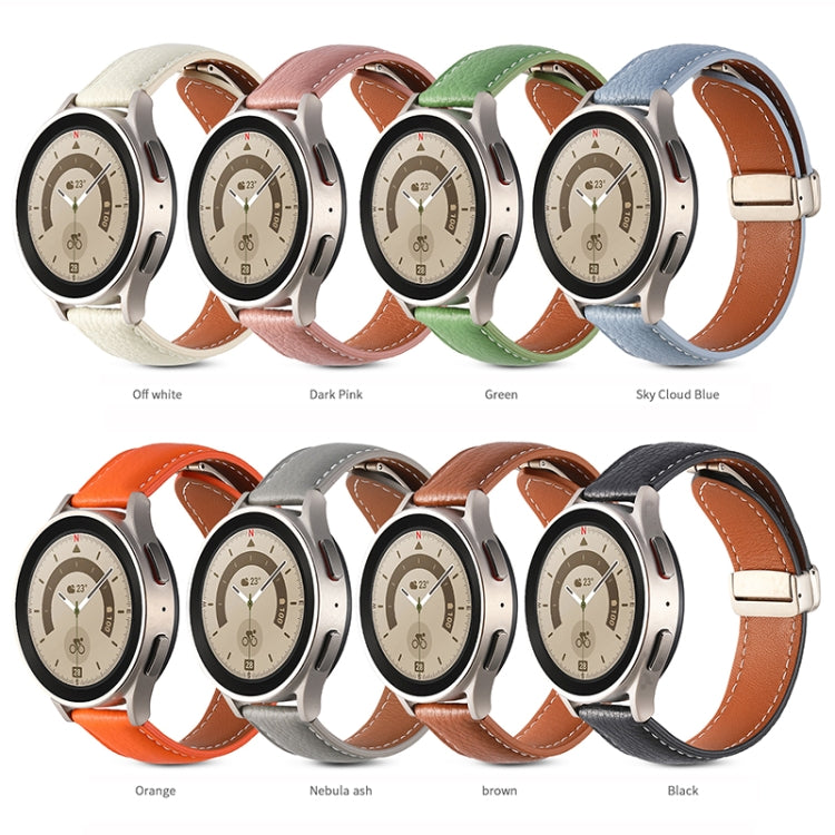 摺疊扣真皮錶帶，適用於 Samsung Galaxy Watch 5