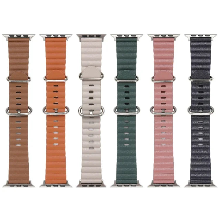 Ocean Style Leather Watch Strap, For Apple Watch Ultra 49mm / Series 8&7 45mm / SE 2&6&SE&5&4 44mm / 3&2&1 42mm, For Apple Watch Ultra 49mm / Series 8&7 45mm /, For Apple Watch Series 8&7 41mm / SE 2&6&SE&5&4 40mm / 3&2&1 38mm