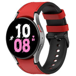 For Samsung Galaxy Watch5 44mm / 40mm Silicone Leather Black Buckle Watch Band, S, L