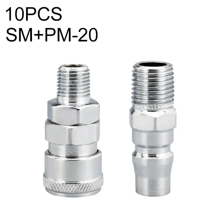 10 件 C 型自鎖氣管氣動快速接頭，PF-20、PF-30、PF-40、PH-20、PH-30、PH-40、PM-20、PM-30、PM-40、PP-20、PP-30、PP-40、SF-20、SF-30、SF-40、SH-20、SH-30、SH-40、SM-20、SM-30、SM-40、SP-20、SP-30、SP-40、SF+PF-20、SF+PF-3...