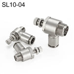 LAIZE 鎳鍍銅公螺紋節流閥氣動接頭，SL4-01、SL4-02、SL4-M5、SL6-01、SL6-02、SL6-03、SL6-04、SL6-M5、SL8-01、SL8-02、SL8-03、SL8-04、SL10-01、SL10-02、SL10-03、SL10-04、SL12-02、SL12-03、SL12-04