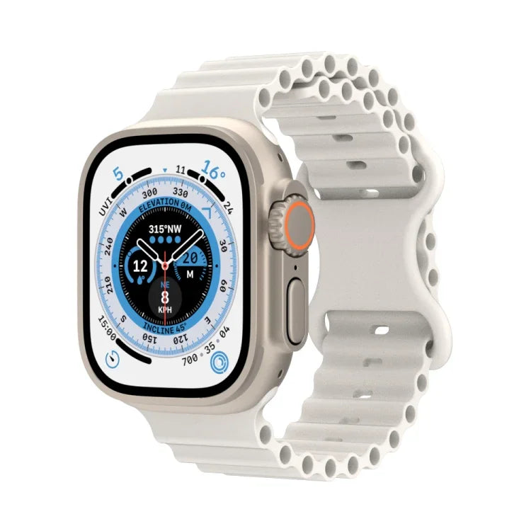 海洋風格矽膠錶帶，適用於 Apple Watch Ultra 49mm / Series 8&7 45mm / SE 2&6&SE&5&4 44mm / 3&2&1 42mm，適用於 Apple Watch Series 8&7 41mm / SE 2&6&SE&5&4 40mm / 3&2&1 38mm