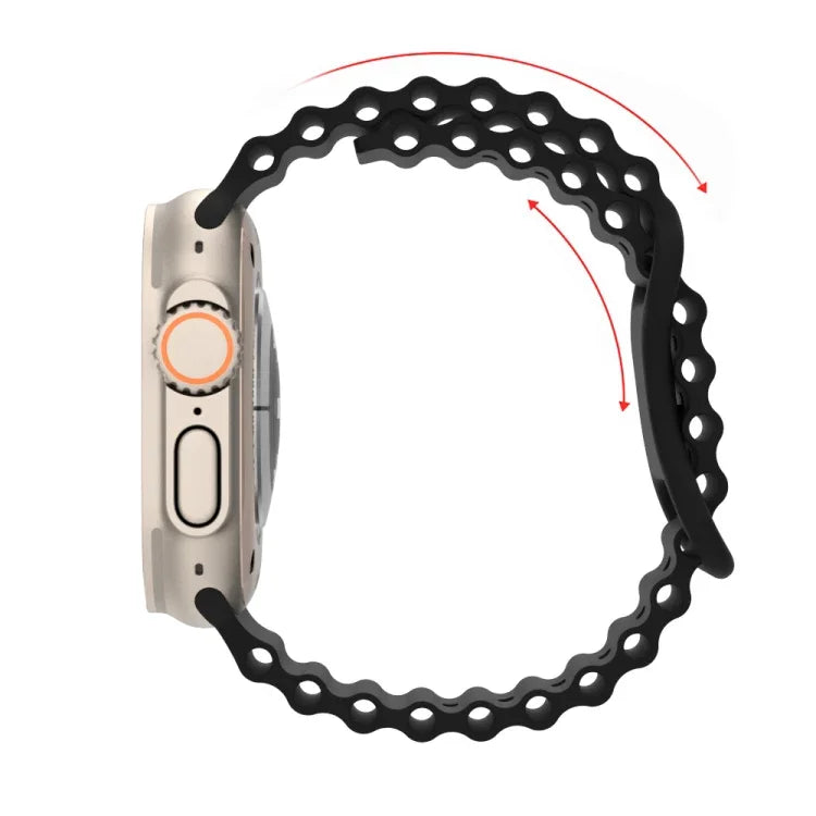海洋風格矽膠錶帶，適用於 Apple Watch Ultra 49mm / Series 8&7 45mm / SE 2&6&SE&5&4 44mm / 3&2&1 42mm，適用於 Apple Watch Series 8&7 41mm / SE 2&6&SE&5&4 40mm / 3&2&1 38mm