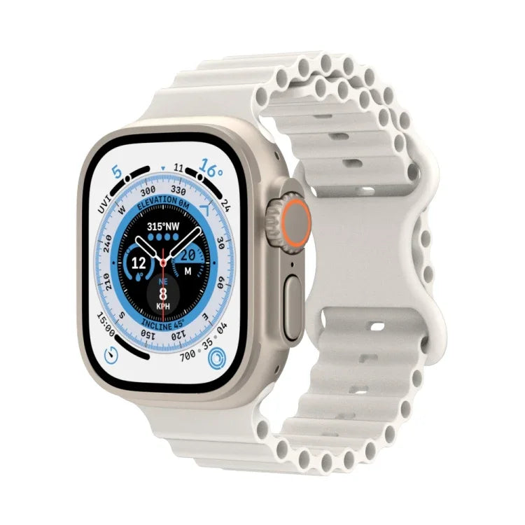 海洋風格矽膠錶帶，適用於 Apple Watch Ultra 49mm / Series 8&7 45mm / SE 2&6&SE&5&4 44mm / 3&2&1 42mm，適用於 Apple Watch Series 8&7 41mm / SE 2&6&SE&5&4 40mm / 3&2&1 38mm