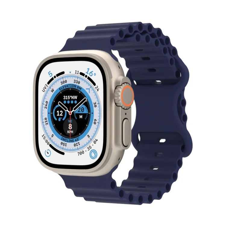 海洋風格矽膠錶帶，適用於 Apple Watch Ultra 49mm / Series 8&7 45mm / SE 2&6&SE&5&4 44mm / 3&2&1 42mm，適用於 Apple Watch Series 8&7 41mm / SE 2&6&SE&5&4 40mm / 3&2&1 38mm