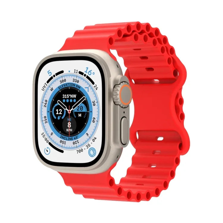 海洋風格矽膠錶帶，適用於 Apple Watch Ultra 49mm / Series 8&7 45mm / SE 2&6&SE&5&4 44mm / 3&2&1 42mm，適用於 Apple Watch Series 8&7 41mm / SE 2&6&SE&5&4 40mm / 3&2&1 38mm