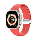 折疊扣矽膠錶帶，適用於 Apple Watch Ultra 49mm，適用於 Apple Watch Series 8&7 45mm / SE 2&6&SE&5&4 44mm / 3&2&1 42mm