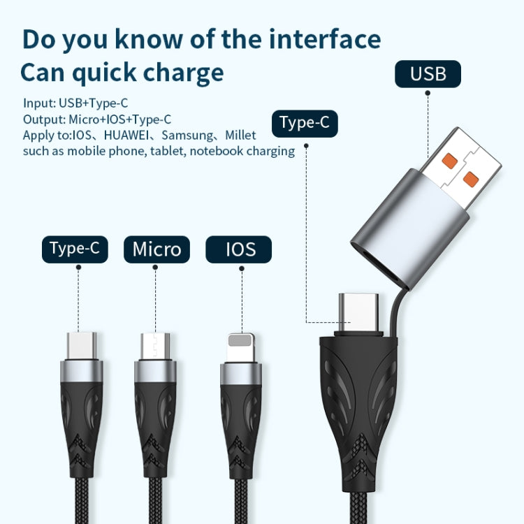 ADC-008 100W USB/Type-C 轉 Type-C + 8 Pin + Micro USB 二轉三全兼容快充數據線，1.2m，2m