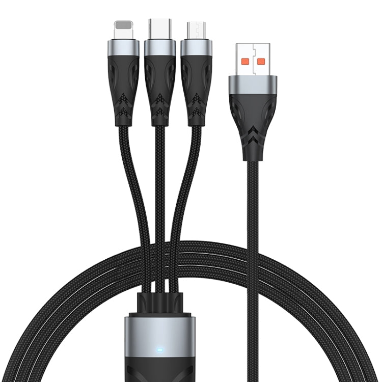ADC-008 66W USB 轉 USB-C/Type-C + 8 Pin + Micro USB 三合一全兼容快速充電數據線，1.2米，2米