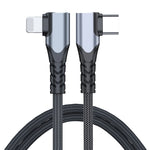ADC-009 20W USB-C/Type-C 轉 8 Pin 雙 L 形數據線，0.4m，1m，2m