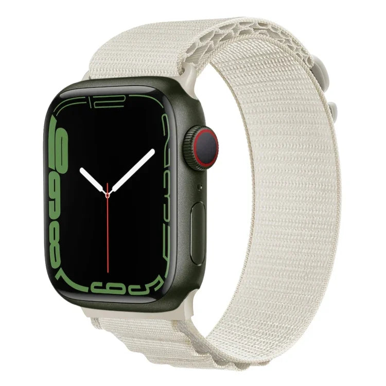 銀色扣尼龍錶帶，適用於 Apple Watch Ultra 49mm / Series 8&7 45mm / SE 2&6&SE&5&4 44mm，適用於 Apple Watch Series 8&7 41mm / SE 2&6&SE&5&4 40mm / 3&2&1 38mm