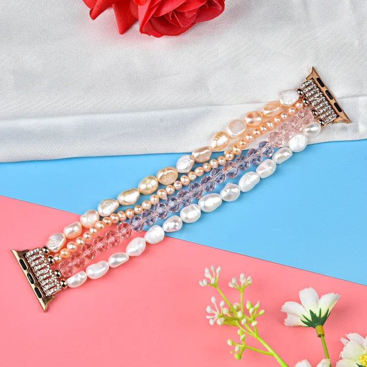 珍珠水晶錶帶，適用於 Apple Watch 5 & 4 40mm / 3 & 2 & 1 38mm，適用於 Apple Watch 5 & 4 44mm / 3 & 2 & 1 42mm