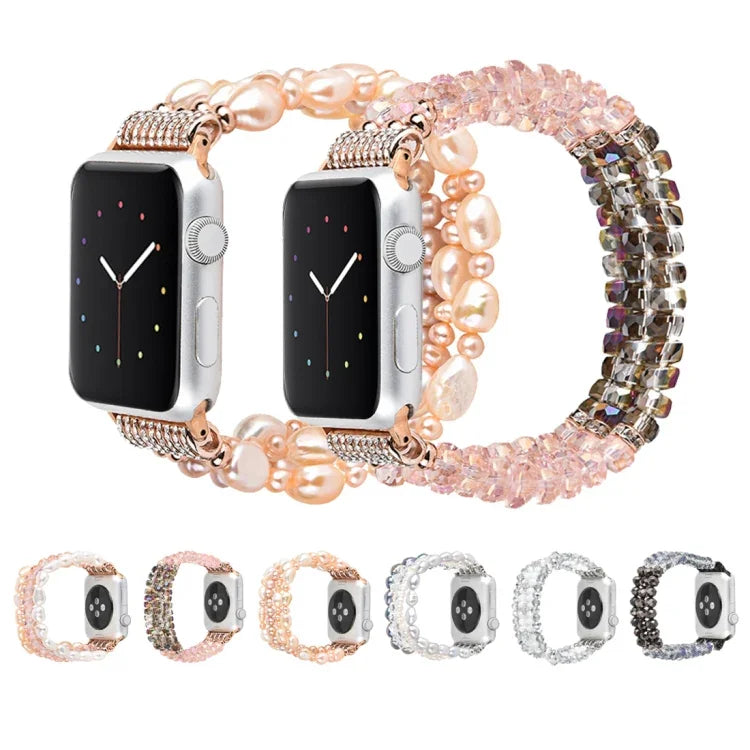 珍珠水晶錶帶，適用於 Apple Watch 5 & 4 40mm / 3 & 2 & 1 38mm，適用於 Apple Watch 5 & 4 44mm / 3 & 2 & 1 42mm