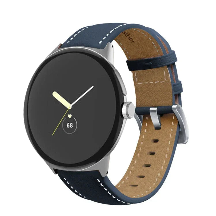 尖尾縫線真皮錶帶，適用於 Google Pixel Watch 4 / 3 / 2 / 1 41毫米