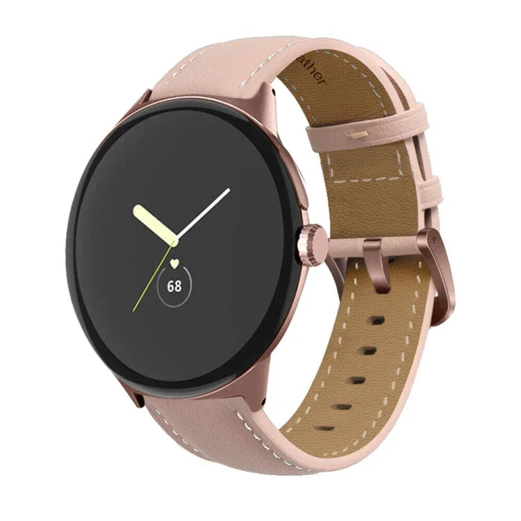 尖尾縫線真皮錶帶，適用於 Google Pixel Watch 4 / 3 / 2 / 1 41毫米