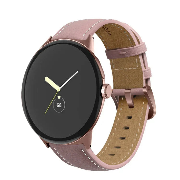 尖尾縫線真皮錶帶，適用於 Google Pixel Watch 4 / 3 / 2 / 1 41毫米