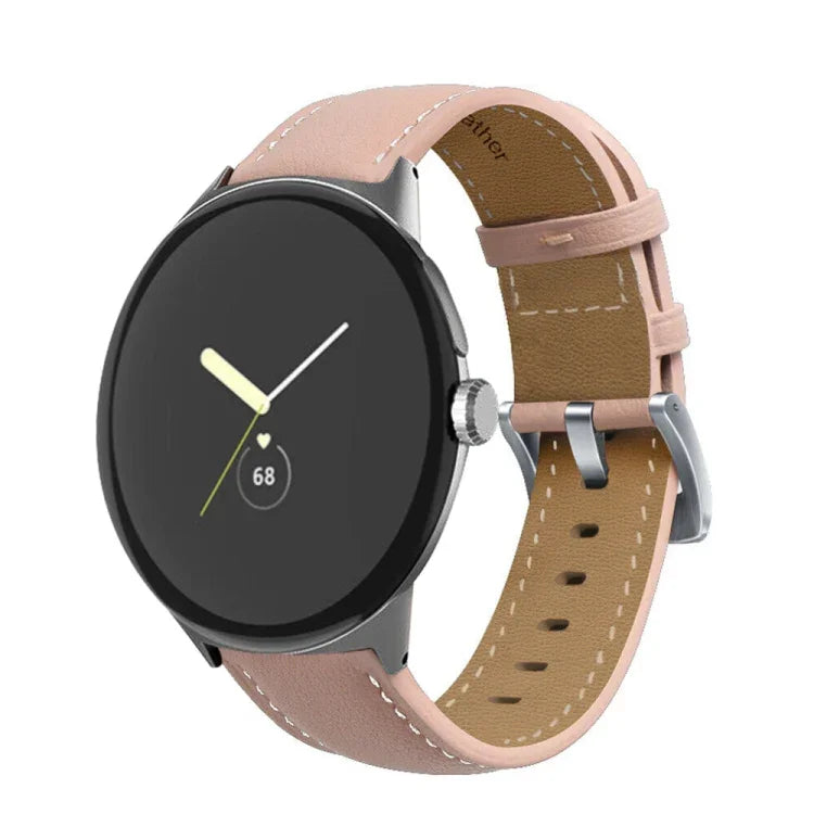 尖尾縫線真皮錶帶，適用於 Google Pixel Watch 4 / 3 / 2 / 1 41毫米