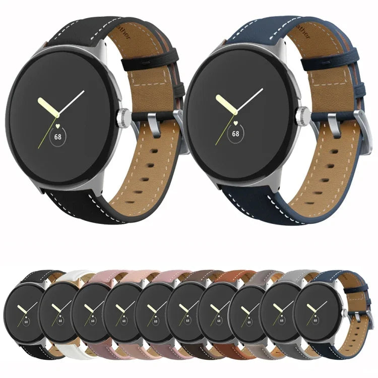 尖尾縫線真皮錶帶，適用於 Google Pixel Watch 4 / 3 / 2 / 1 41毫米