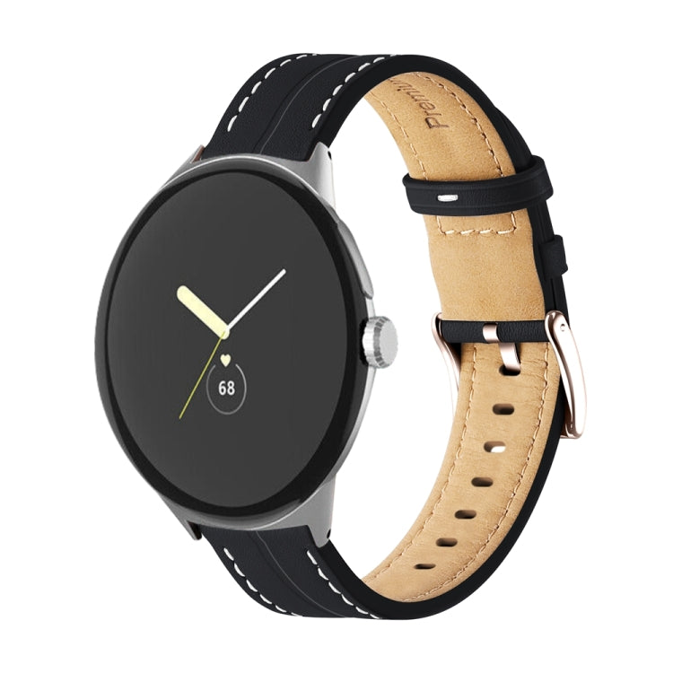 凹槽真皮錶帶，適用於 Google Pixel Watch 4 / 3 / 2 / 1 41mm