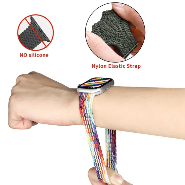 尼龍單圈編織錶帶，適用於 Apple Watch Series 8&7 41mm / SE 2&6&SE&5&4 40mm / 3&2&1 38mm，適用於 Apple Watch Series 8&7 41mm，155mm，適用於 Apple Watch Series 8&7 41mm，155mm