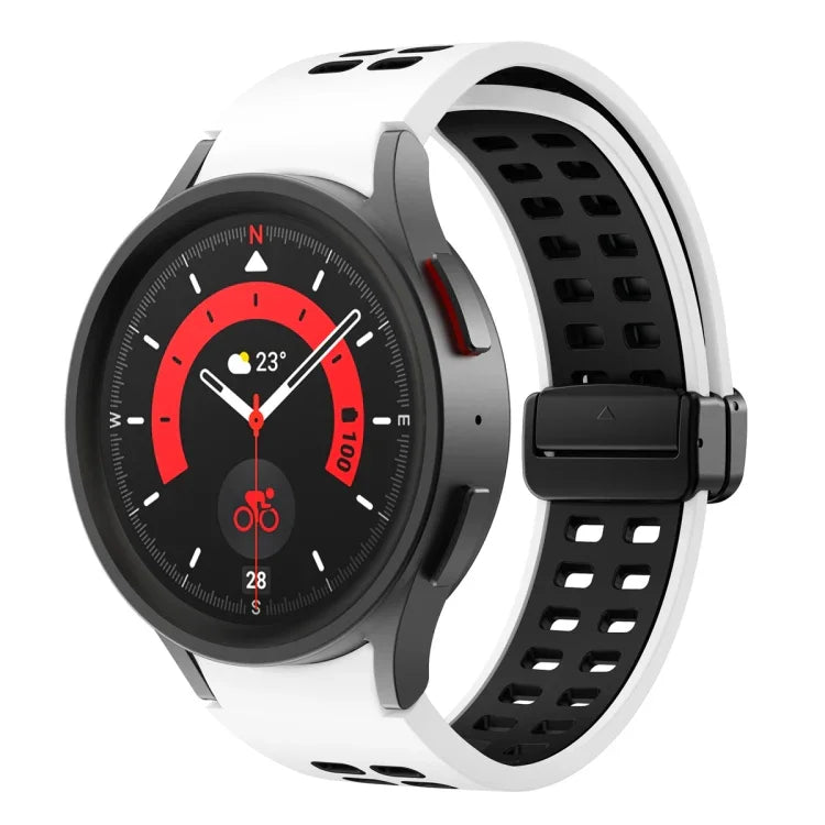 雙排孔折疊扣矽膠錶帶，適用於 Samsung Galaxy Watch5 Pro