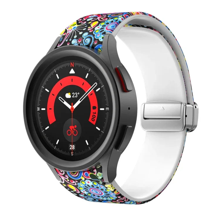 磁吸印花矽膠錶帶，適用於 Samsung Galaxy Watch5