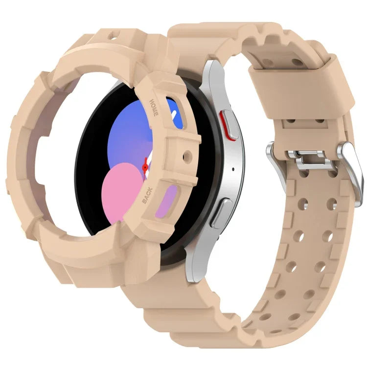 裝甲矽膠錶帶 + 保護殼，適用於 Samsung Galaxy Watch5 40mm、Samsung Galaxy Watch5 44mm、Samsung Galaxy Watch4 40mm、Samsung Galaxy Watch4 44mm