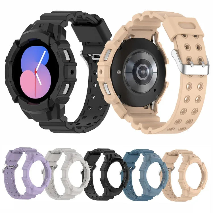 Armor Silicone Watch Band + Protective Case, For Samsung Galaxy Watch5 40mm, For Samsung Galaxy Watch5 44mm, For Samsung Galaxy Watch4 40mm, For Samsung Galaxy Watch4 44mm