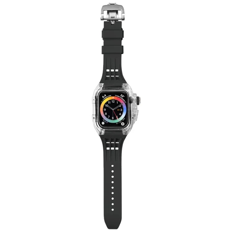 氟橡膠透明錶帶保護殼，適用於 Apple Watch Series 8&7 45mm，適用於 Apple Watch Series 8&7 45mm/SE 2&6&SE&5&4 44mm