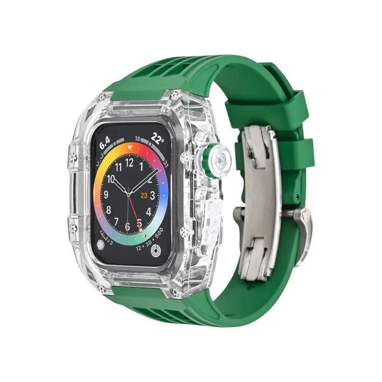 氟橡膠透明錶帶保護殼，適用於 Apple Watch Series 8&7 45mm，適用於 Apple Watch Series 8&7 45mm/SE 2&6&SE&5&4 44mm