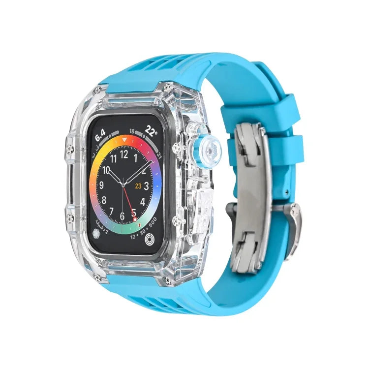 氟橡膠透明錶帶保護殼，適用於 Apple Watch Series 8&7 45mm，適用於 Apple Watch Series 8&7 45mm/SE 2&6&SE&5&4 44mm