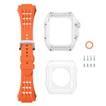 氟橡膠透明錶帶保護殼，適用於 Apple Watch Series 8&7 45mm，適用於 Apple Watch Series 8&7 45mm/SE 2&6&SE&5&4 44mm