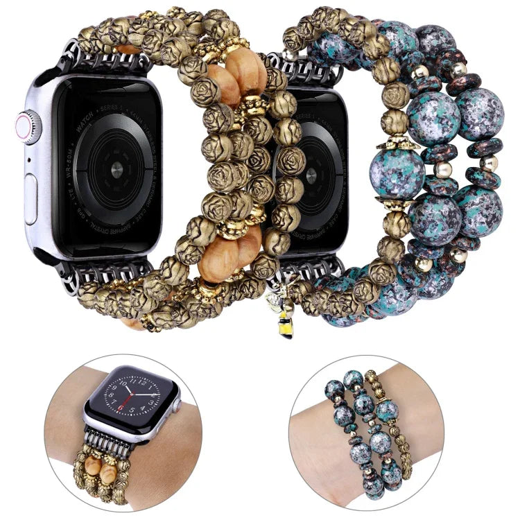 玫瑰珠錶帶，適用於 Apple Watch Ultra 49mm / Series 8&7 45mm，適用於 Apple Watch Series 8&7 41mm