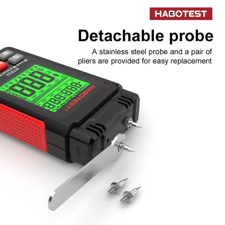 HABOTEST HT633 便攜多功能數位顯示木材濕度檢測器，HT633