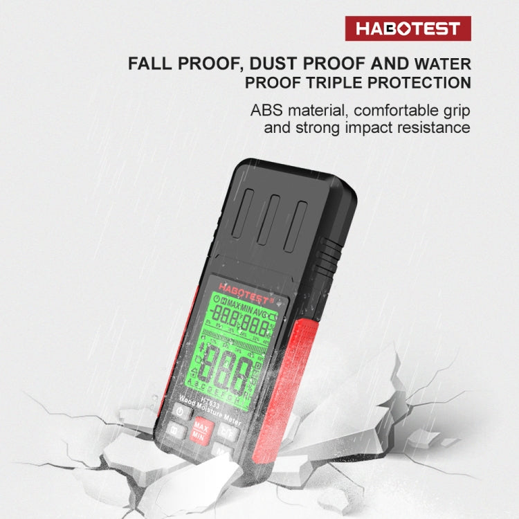 HABOTEST HT633 便攜多功能數位顯示木材濕度檢測器，HT633