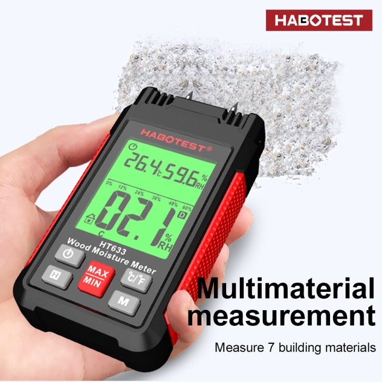 HABOTEST HT633 便攜多功能數位顯示木材濕度檢測器，HT633