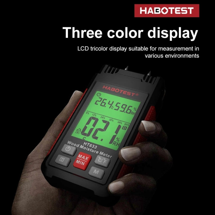 HABOTEST HT633 便攜多功能數位顯示木材濕度檢測器，HT633