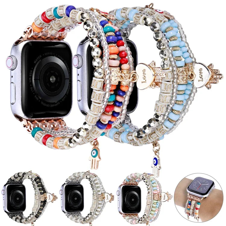 森林風格珠子錶帶，適用於 Apple Watch Ultra 49mm / Series 8&7 45mm，適用於 Apple Watch Series 8&7 41mm