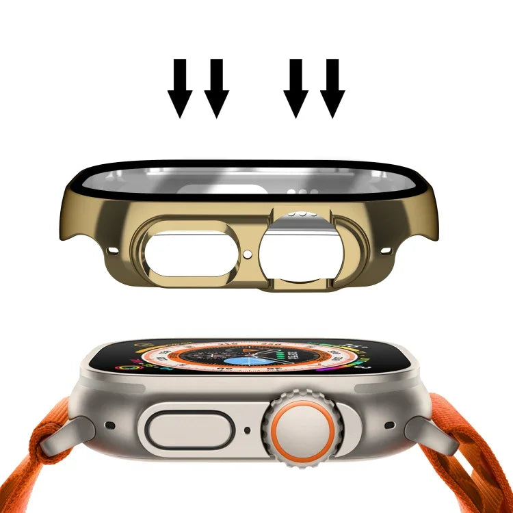 Plating Gloss PC Tempered Glass Integral Watch Case, For Apple Watch Ultra 3 / 2 / 1 49mm