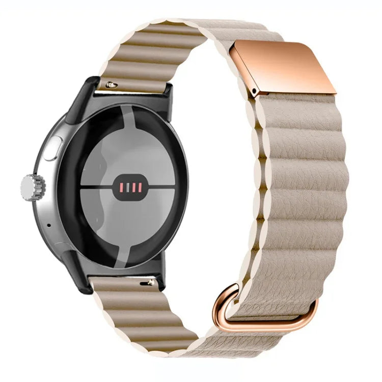 反向扣磁吸真皮錶帶，適用於 Google Pixel Watch 4 / 3 / 2 / 1 41mm