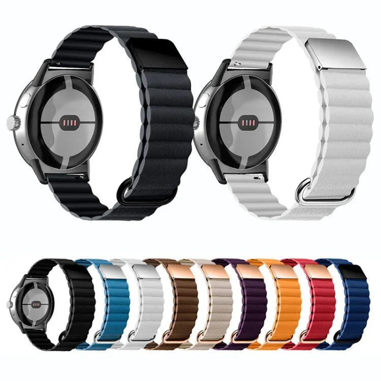 反向扣磁吸真皮錶帶，適用於 Google Pixel Watch 4 / 3 / 2 / 1 41mm