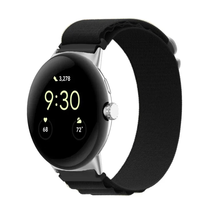 尼龍環銀色連接器錶帶，適用於 Google Pixel Watch 4 / 3 / 2 / 1 41mm