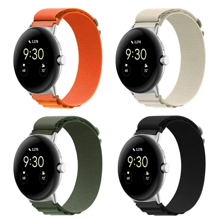 尼龍環銀色連接器錶帶，適用於 Google Pixel Watch 4 / 3 / 2 / 1 41mm