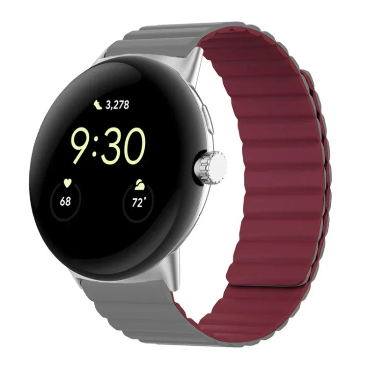 兩段式磁吸矽膠錶帶，適用於 Google Pixel Watch 4 / 3 / 2 / 1 41mm