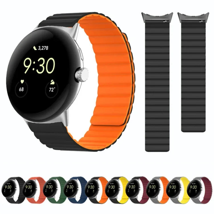 兩段式磁吸矽膠錶帶，適用於 Google Pixel Watch 4 / 3 / 2 / 1 41mm